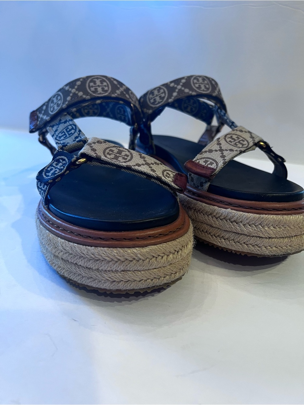 Tory Burch Brown Logo-Print Platform Sandals - Picture 2 of 7